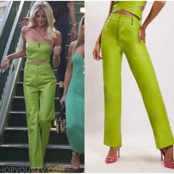 Meshki Pants - Meshki 2-Pc Sz Small Green Crop Top worn Em­ma Her­nan as in Sell­ing Sun­set